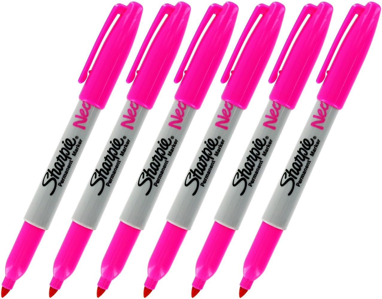 Sharpie Neon Permanent Marker, Neon Pink Ink, Pack of 6