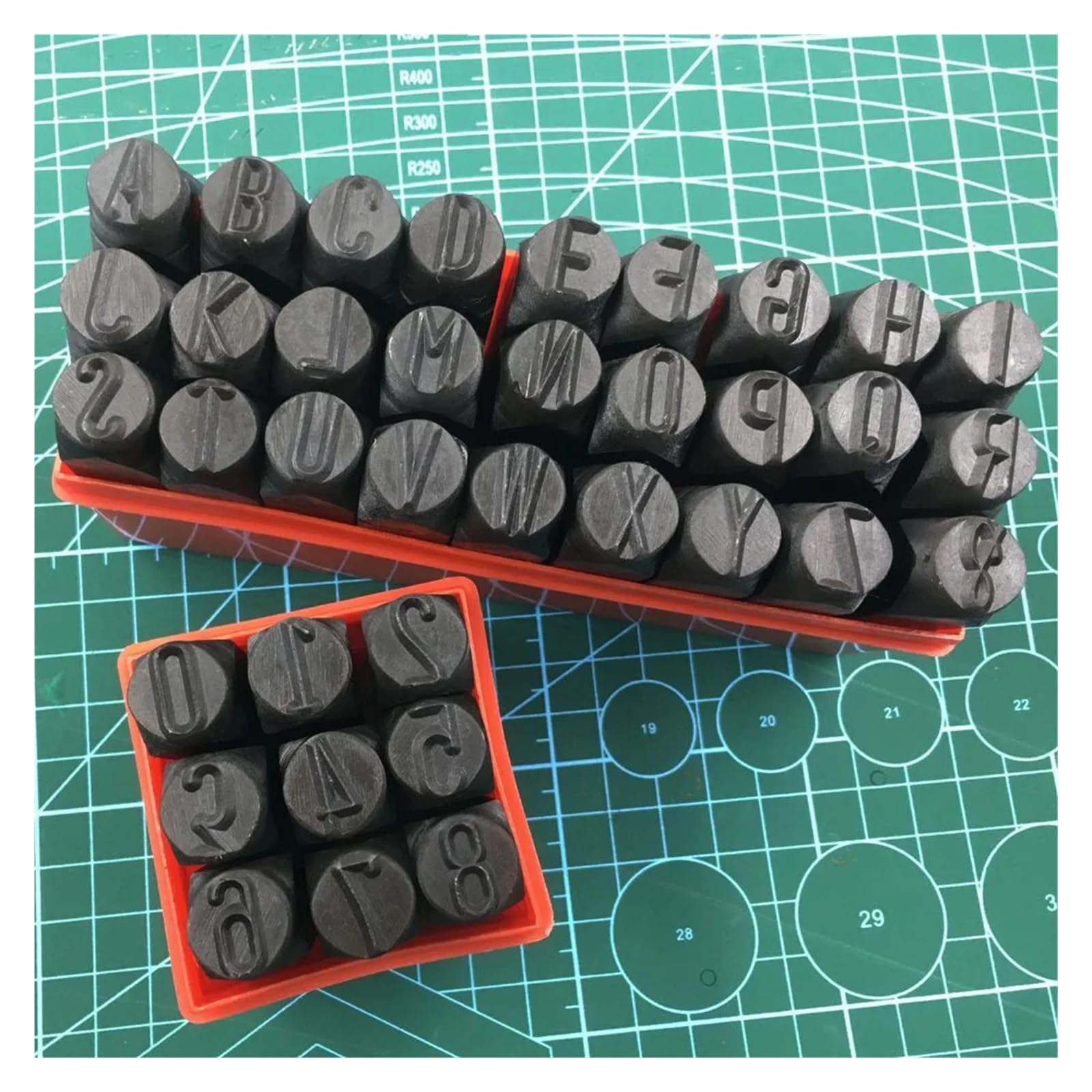 Juego de sellos con letras y números, Juego de sellos números y letras, kit punzonado estampado acero 8/10/12,5 mm(12.5mm Letters)