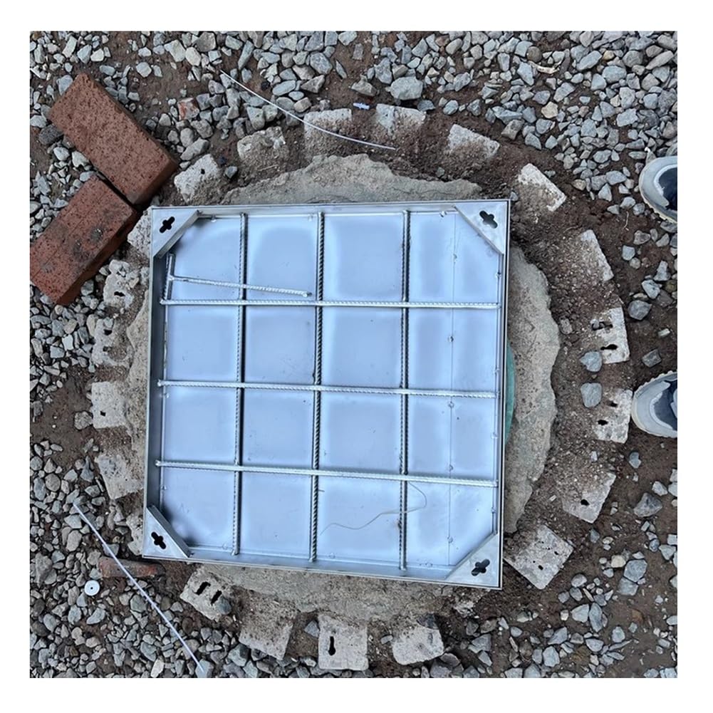 Couvercle de fosse septique en acier inoxydable 304 robuste avec base d'encastrement 50x50