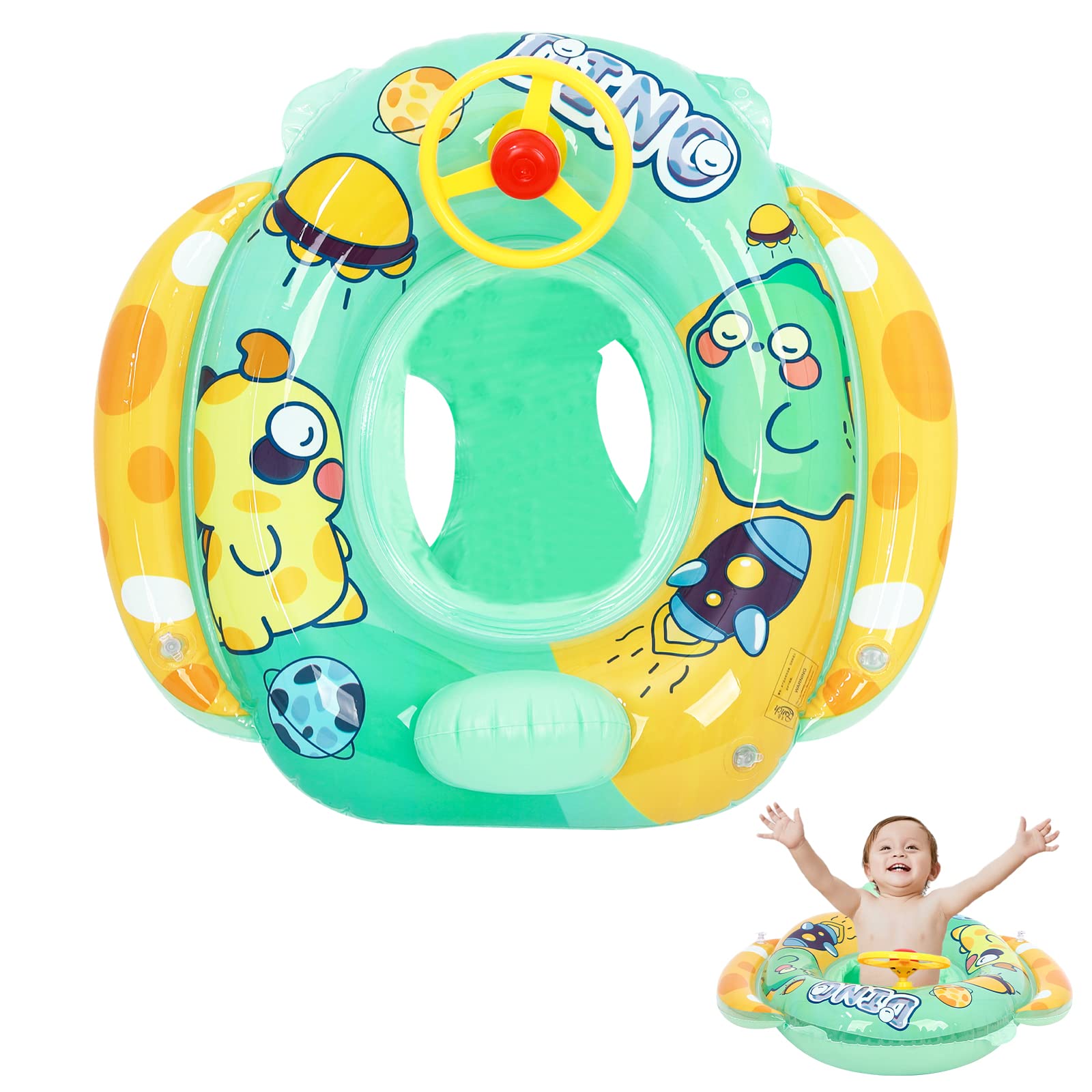 Flotador de natación para bebés Flotador Hinchable para Piscinas de Dibujos Animados Flotador de natación con Asiento para niños pequeños Niños Niñas 1-5 años