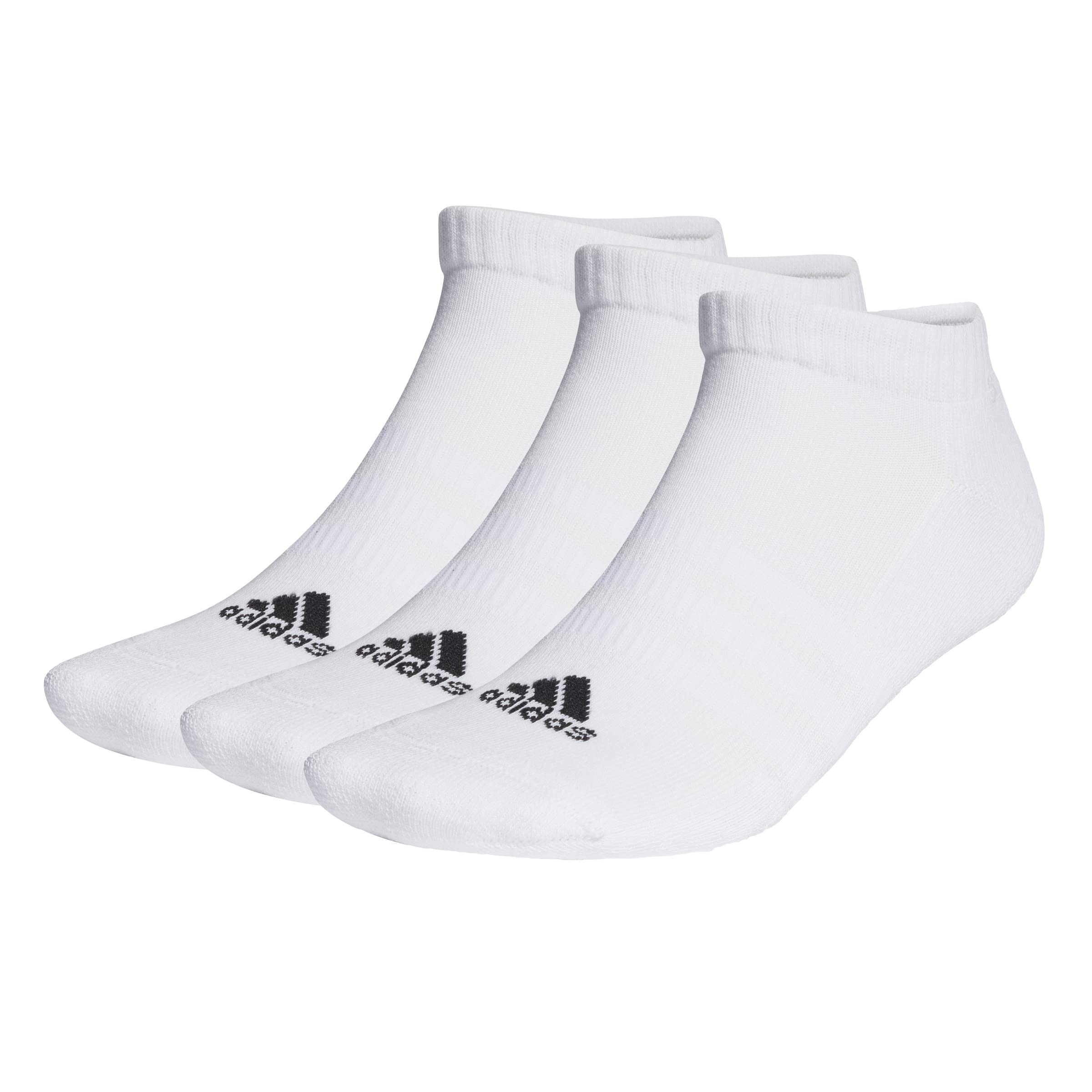 adidas Unisex Cushioned Low-Cut Socks 3 Pairs, White / Black, 4.5-6