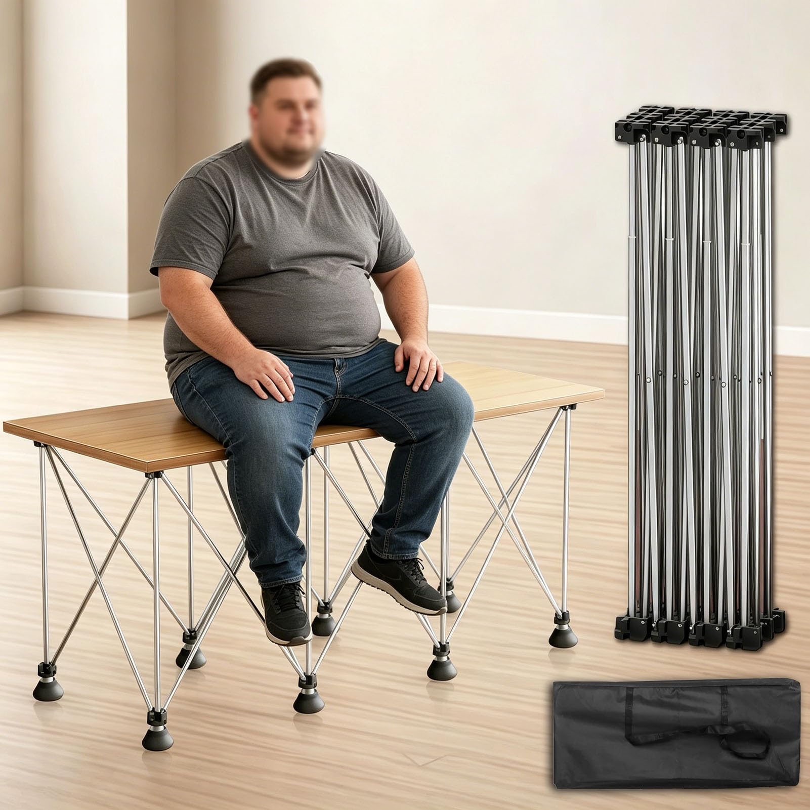 Vibeo Mesa de Trabajo Plegable Banco de Trabajo Plegable de Alta Resistencia, Mesa de Trabajo con Patas Tipo Araña, Soporte de Trabajo Plegable con Bolsa de Almacenamiento(64x23 in (163x58 cm))