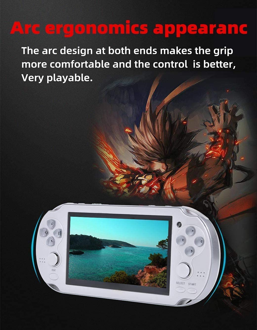 CHROX Console per Videogiochi Portatile MP4 con Doppio Joystick da 5,1 Pollici, Ergonomia, Supporto per L'aspetto, Salvataggio Istantaneo/Caricamento Build in 1500 Giochi, Regalo di Natale
