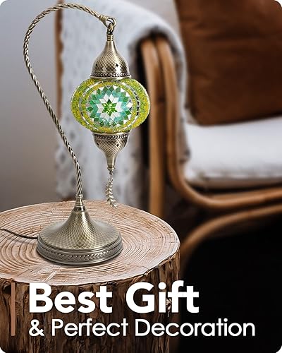 Miniatura 5 de Yarra-Decor Lámpara de mesa de mosaico turco marroquí con base de bronce, 3 opciones de color, hecha a mano, cuello de cisne, mosaico Tiffany,