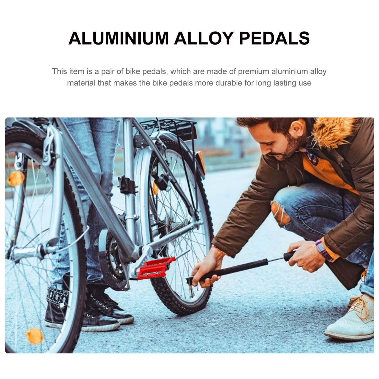 Pedali Bici Mountain Bike Flat in Lega di Alluminio Rossi