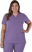 Hanes Women's Moisture-Wicking Stretch Scrub Top with Ribbed Back Panel - Comfortable V-Neck Healthcare Shirt, S-3XL