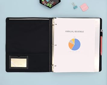Blue Sky ProView Legacy Black 3 Ring Binder, Letter Size, 1, Textured Faux Leather Cover, Built-in Pockets, Holds 175 Sheets (94029)