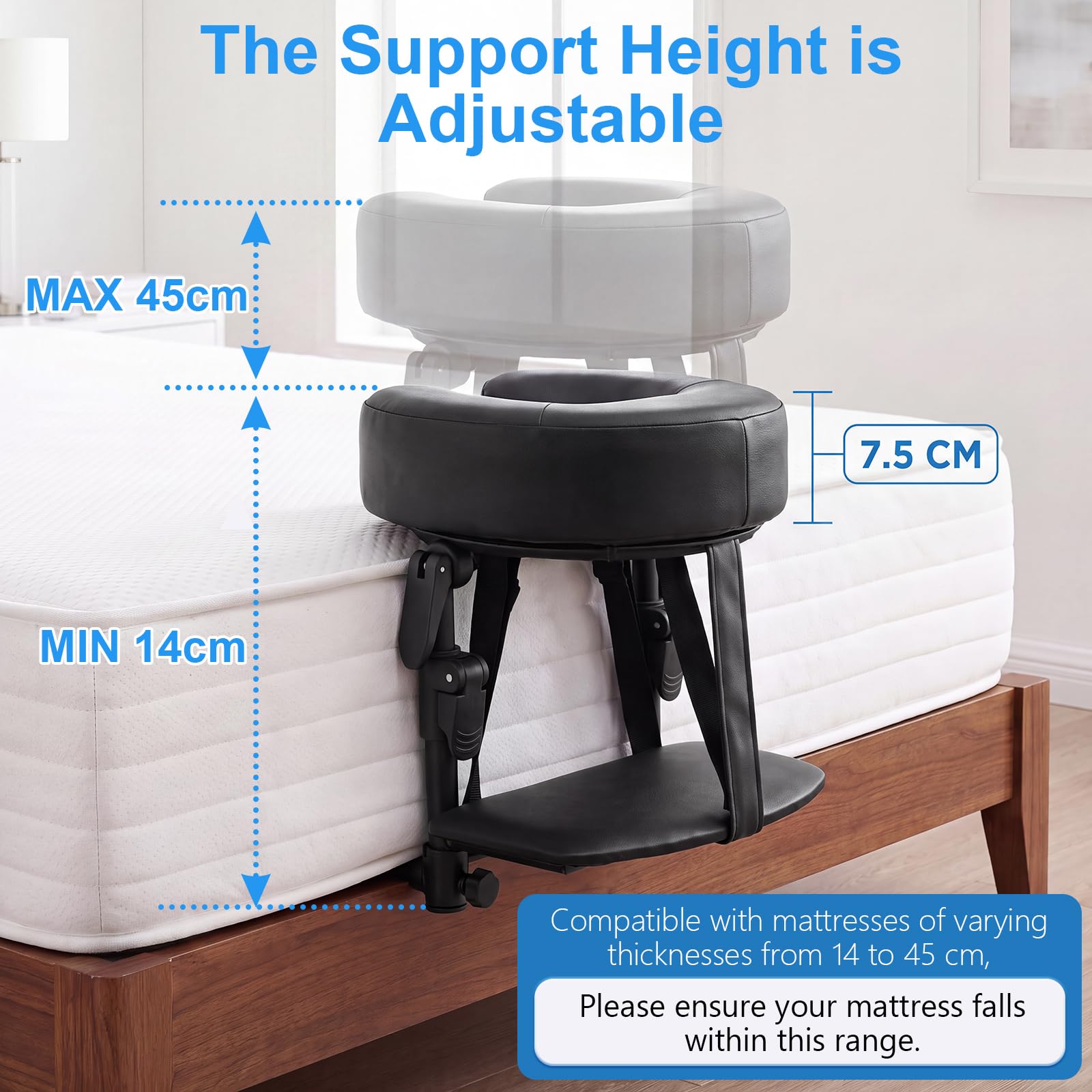 Massage Kopfstütze für Bett, Massagetisch Gesicht Wiege Mit Kissen, Massagekissen Kopf Loch, Massage Headrest for Bed für Matratzenstärke 14–45 cm