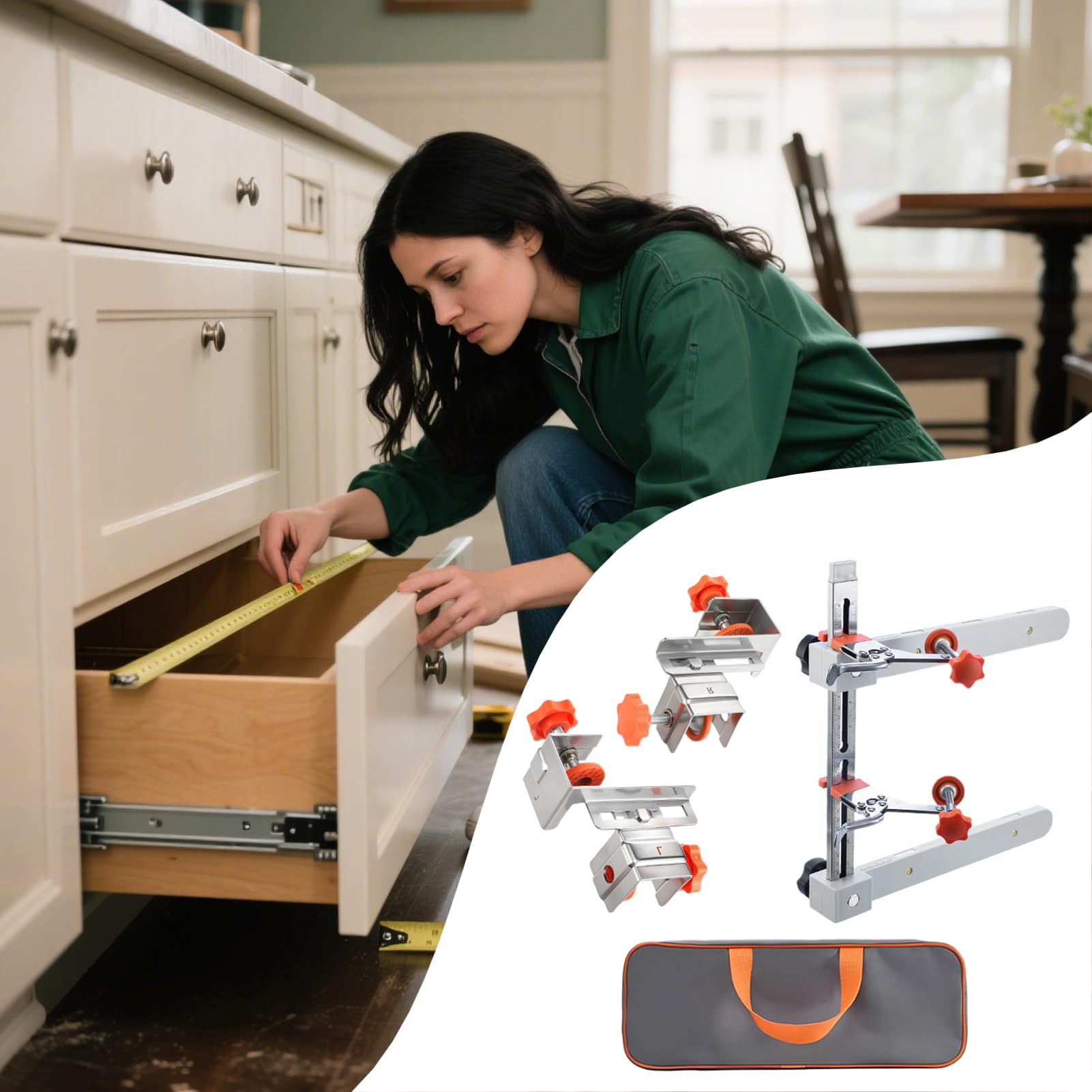 Drawer Slide Jig Regulowany przyrząd do wyrównywania mebli | Narzędzia instalacyjne szafek meblowych Do Prac Stolarskich w Kuchni Narzędzia Skrzynkowe Komoda