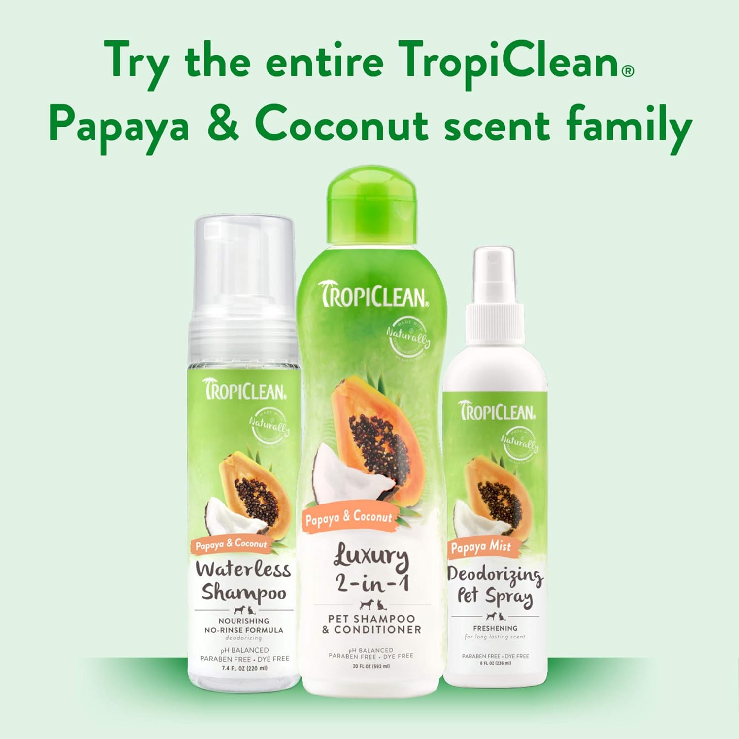 Tropiclean Dog Shampoo : TropiClean Papaya & Coconut Luxury 2-in-1 Shampoo and Conditioner for Pets, 1 gal - Made in USA