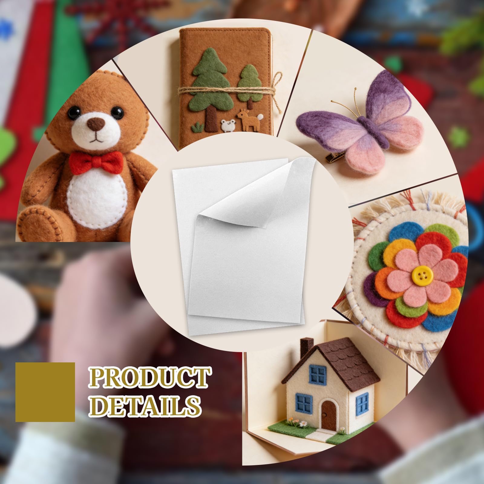 White Felt Fabric Sheets 12 Pcs, 7 x 11 Inch Soft Felt Squares for Sewing, Crafts, DIY Projects, Patchwork, Embroidery (1mm Thick) - 5