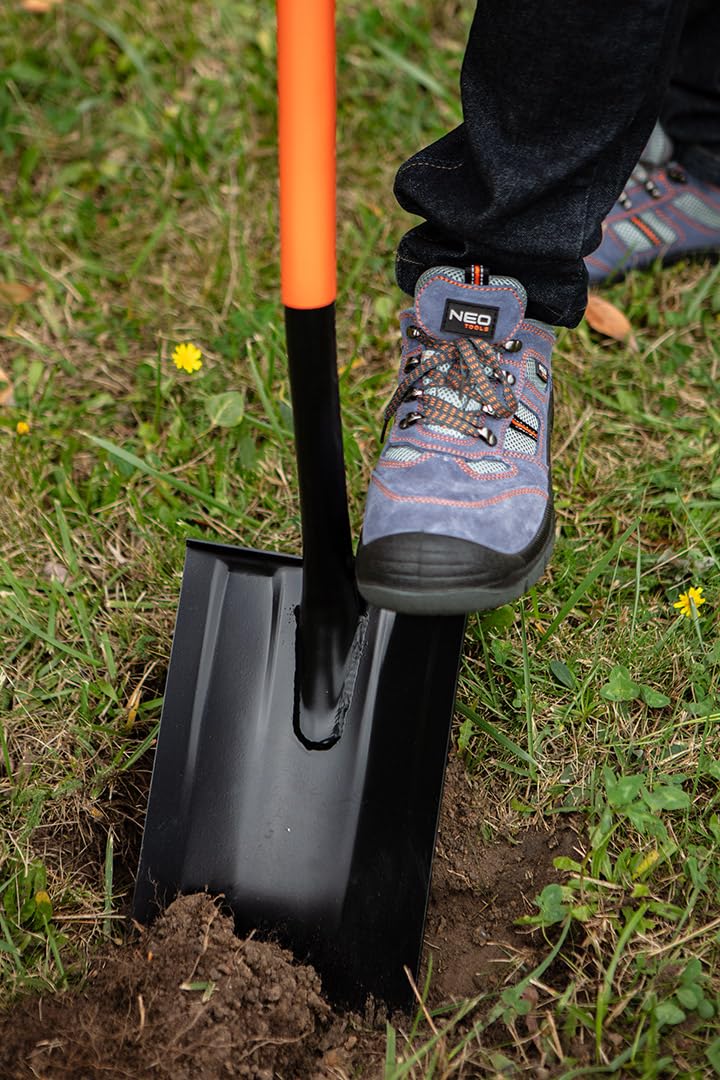 NEO TOOLS Massiver Spaten Gartenspaten aus Qualitätsstahl (Gerader Spaten)
