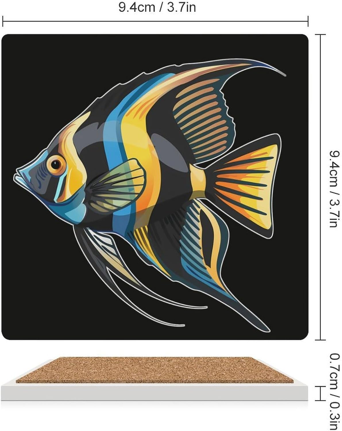 Freshwaters Angelfish Coaster for Drinks Square Ceramic Table Coasters Stone Mat Crafts 4PCS Home Kitchen Decor