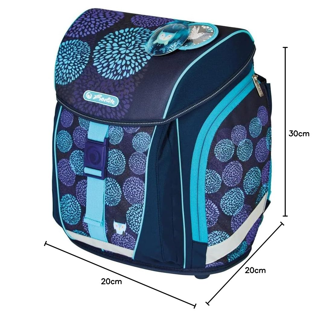 Herlitz® Schulrucksack Filolight Plus Jungen Schulranzen Rückentasche | Volumen 16L | Herren Damen Unisex Sport | Für Schüler Student | Inklusive Beutel und Federmappe | Flower Owl, multicoloured,