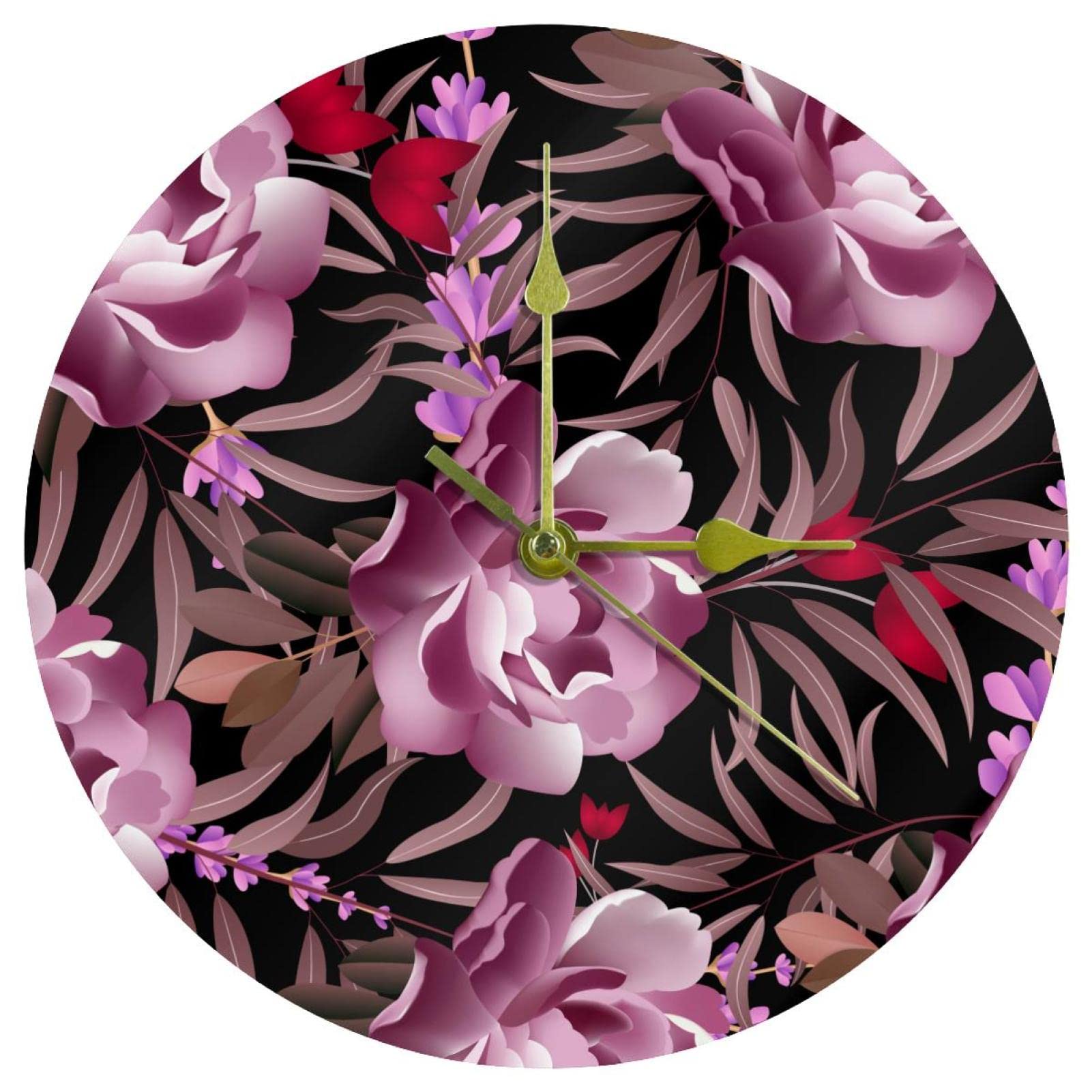 Horloge murale rose moderne en acrylique de 24 cm silencieuse