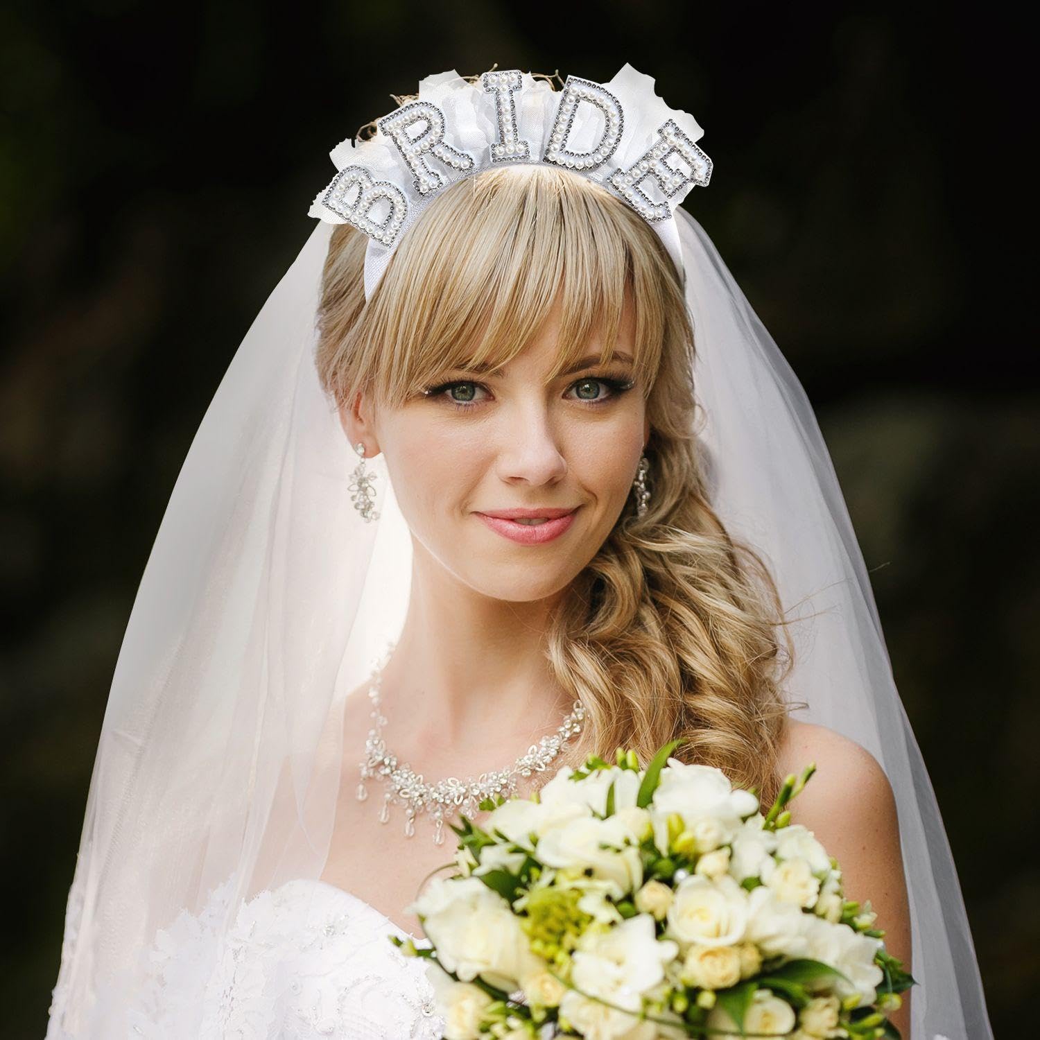 Fascia da Sposa con Perle, Velo da Sposa, 1 Pezzo, Elegante