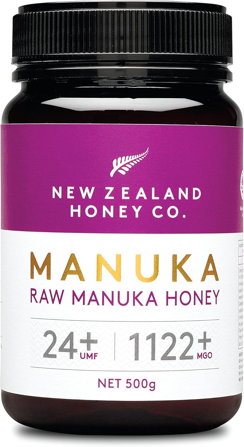 New Zealand Honey Co. Miód Manuka MGO 1122+ / UMF 24+ | Aktywny i surowy – Wyprodukowano w Nowej Zelandii – Certyfikowana zawartość metyloglioksalu – 500 g – Surowy miód