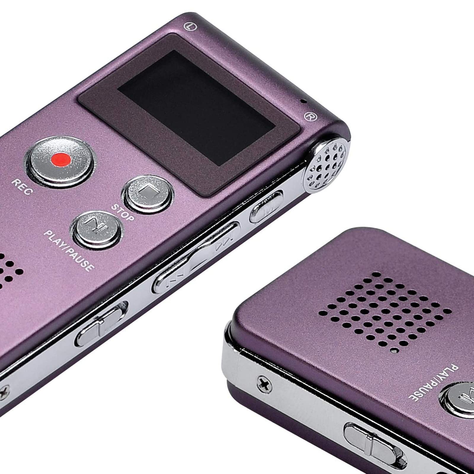 Lychee 8 GB spraakrecorder USB oplaadbare dictafoon LCD-recorder met multifunctionele digitale audio en mp3-speler (grijs