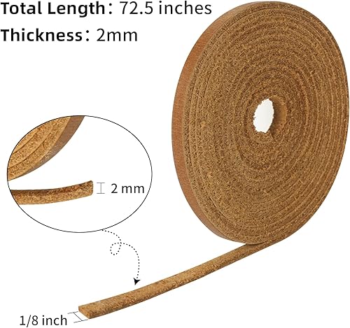 Miniatura 3 de Ringsun Tiras de cuero planas de 18 pulgadas de ancho para manualidades, cordones de cuero para botas, correas de cuero de grano completo para