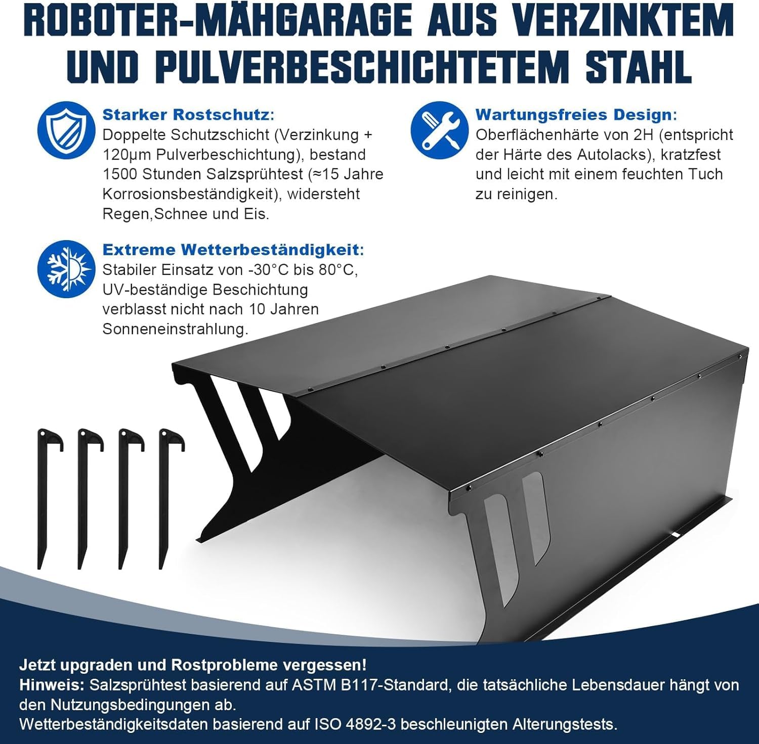 Garaje de acero para robot cortacésped, techo para robot cortacésped, cubierta para robot cortacésped, garaje, refugio para jardín, protección contra la lluvia, protección solar, 78 x 61 x 31 cm