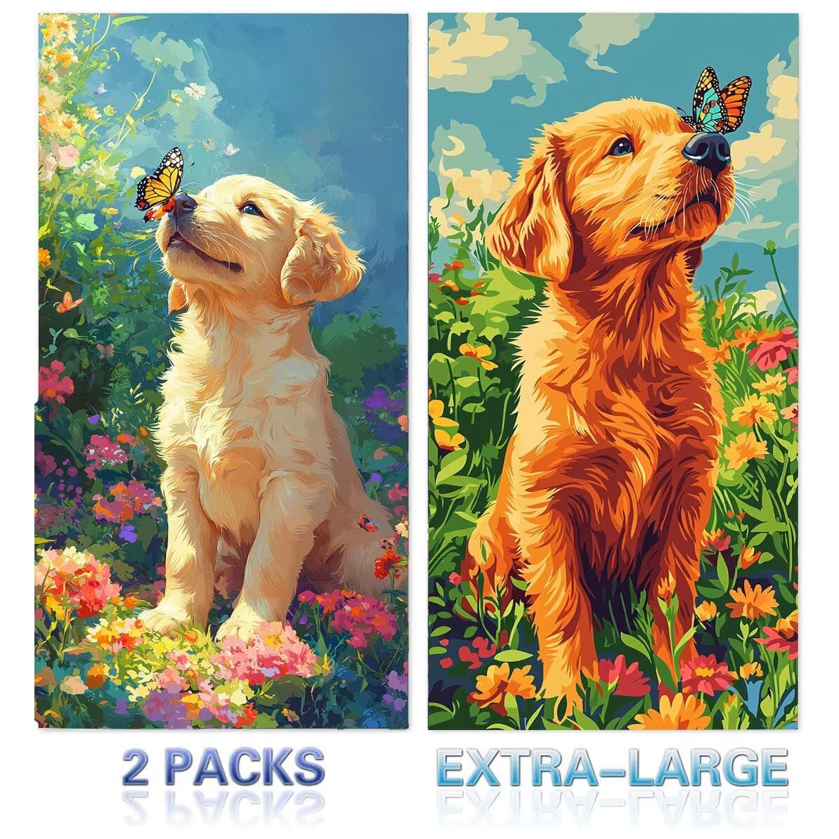 Serviette de Plage xxl, 2PC Papillons chiens Serviette Microfibre 80 x 160 cm, Grande Serviettes de Plage Léger et Séchage Rapide, Serviettes Convient pour Sauna, Homme, Femme Plages Accessoires n-421