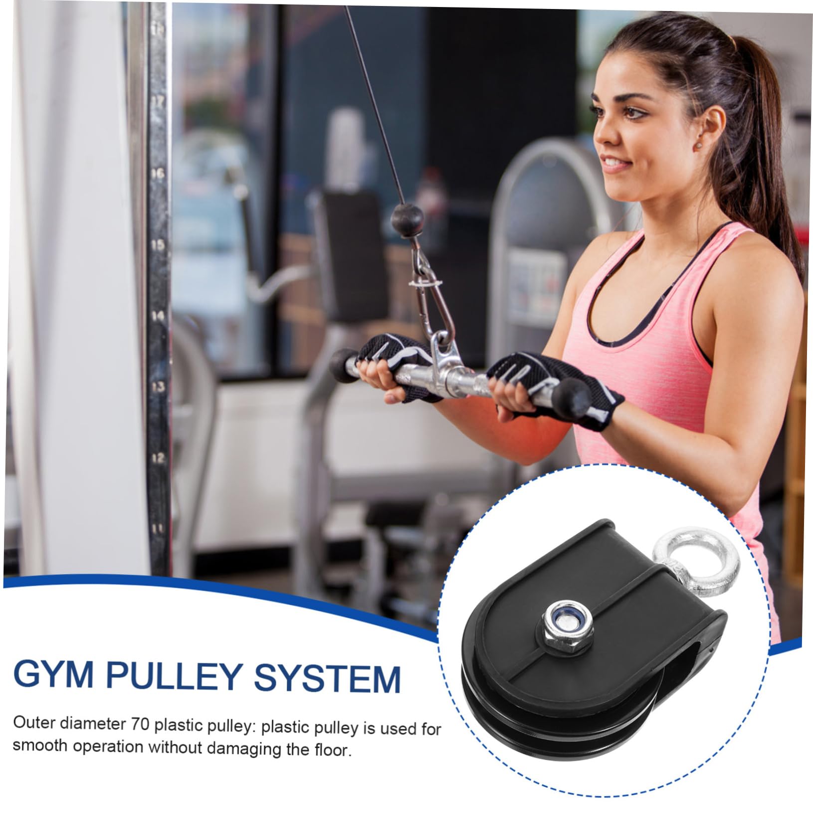 Yardwe puleggia Fitness Borsa da Ginnastica manubri Regolabili Corda Maniglia Attrezzatura Palestra Gym Set Accessori Ruota della puleggia Alimentazione della puleggia plastica Black