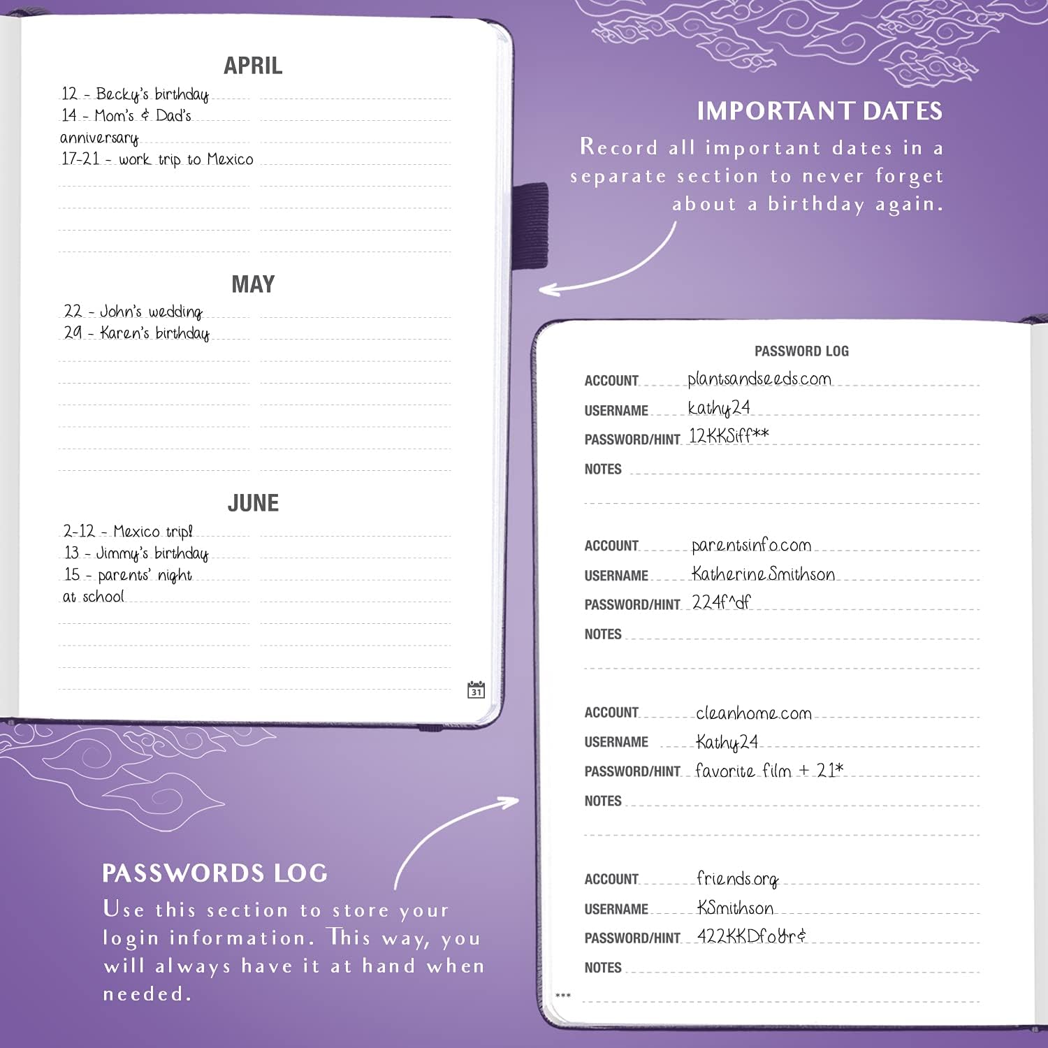 Legend Telephone Address Address Book for Seniors with Tabs, Purple image 5