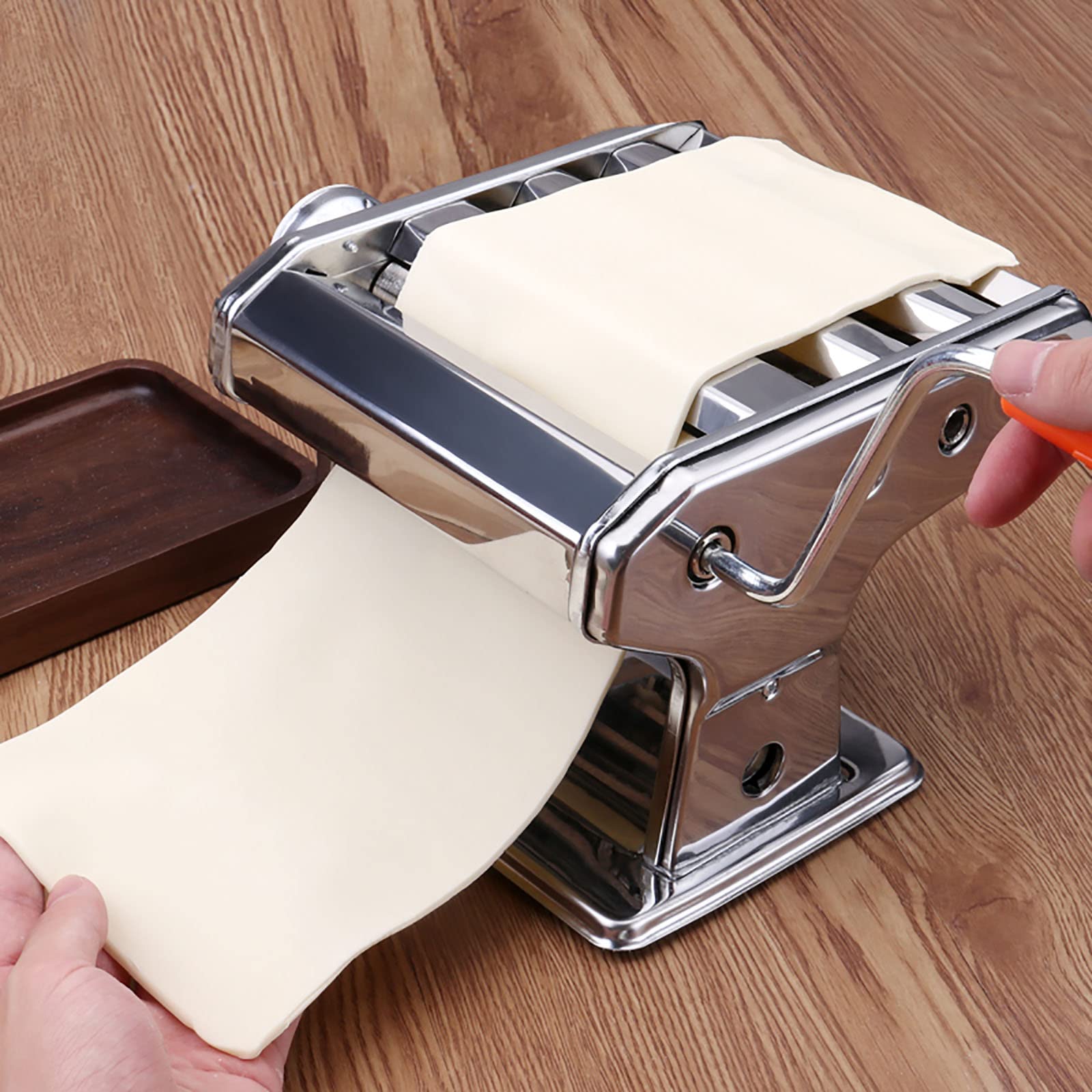 Máquina para Hacer Pasta, 3 cortadores de Fideos de Acero Inoxidable con 6 ajustes de Espesor Ajustables para Hacer Fideos Frescos o Bolas de Masa hervida