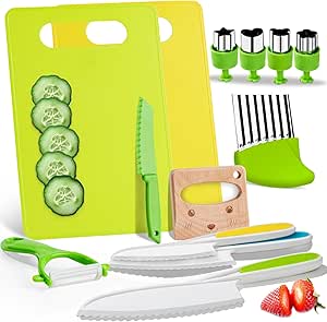 OLANRUN Montessori Toys Kitchen Tools for Toddlers Kids, Kids Knife Set for Real Cooking, Kitchen Toddlers Kids Toys for 3 4 5 6 7 8 9 10 Year Old Boys Girls Christmas Valentines Day Kids Gifts, 13PCS