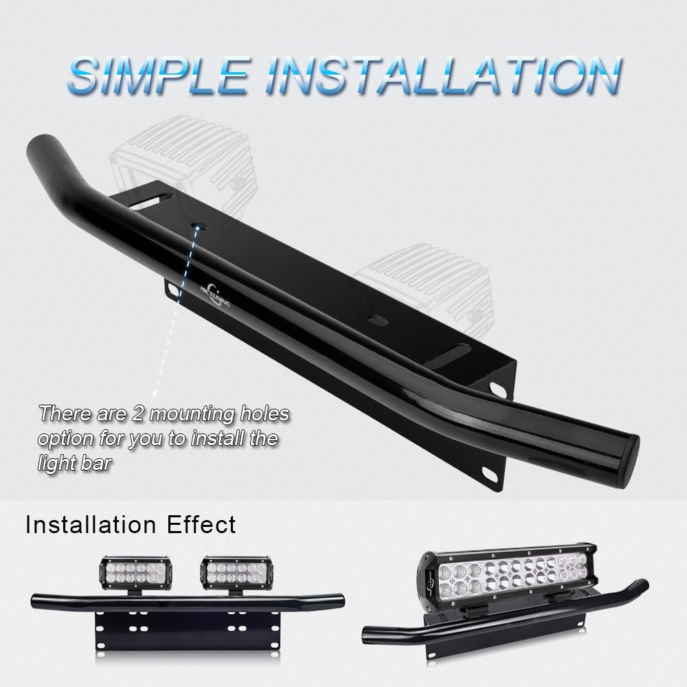 MICTUNING Universal License Plate Mounting Bracket Front Bull Bar Bumper for Off Road LED Work Light Bar