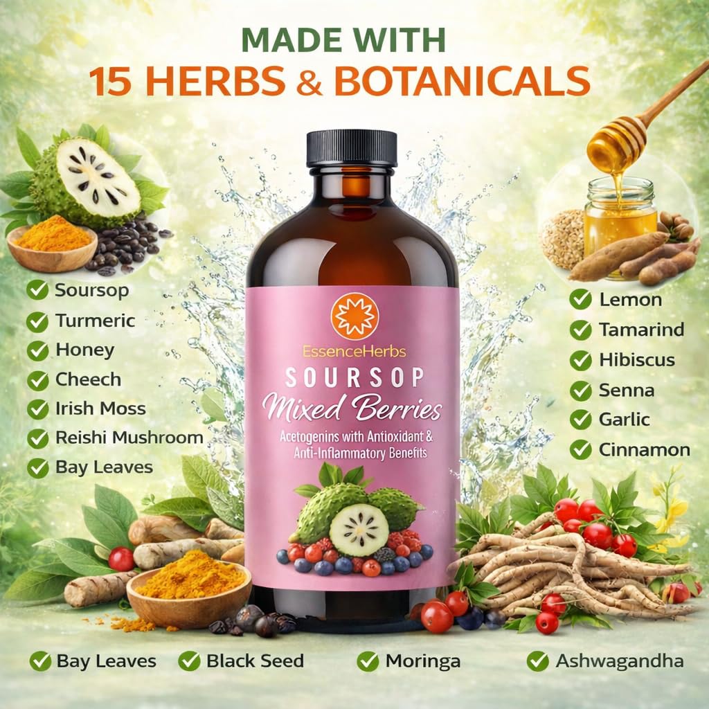 Soursop Bitters Liquid with Mixed Berries, Gut & Digestive Support, Antioxidant Herbal Supplement with Soursop Leaves, Moringa, Black Seed & Turmeric, 16 fl oz — Amazon image 4