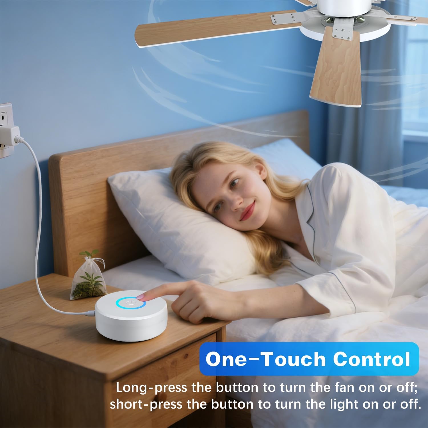 52"Ceiling Fan with Lights, Smart Flush Mount Ceiling Fan with Remote/APP/Offline Voice Control, 6 Speeds Reversible, Tri-Color Dimmable LED,Modern Low Profile Ceiling Fan for Bedroom Living Room