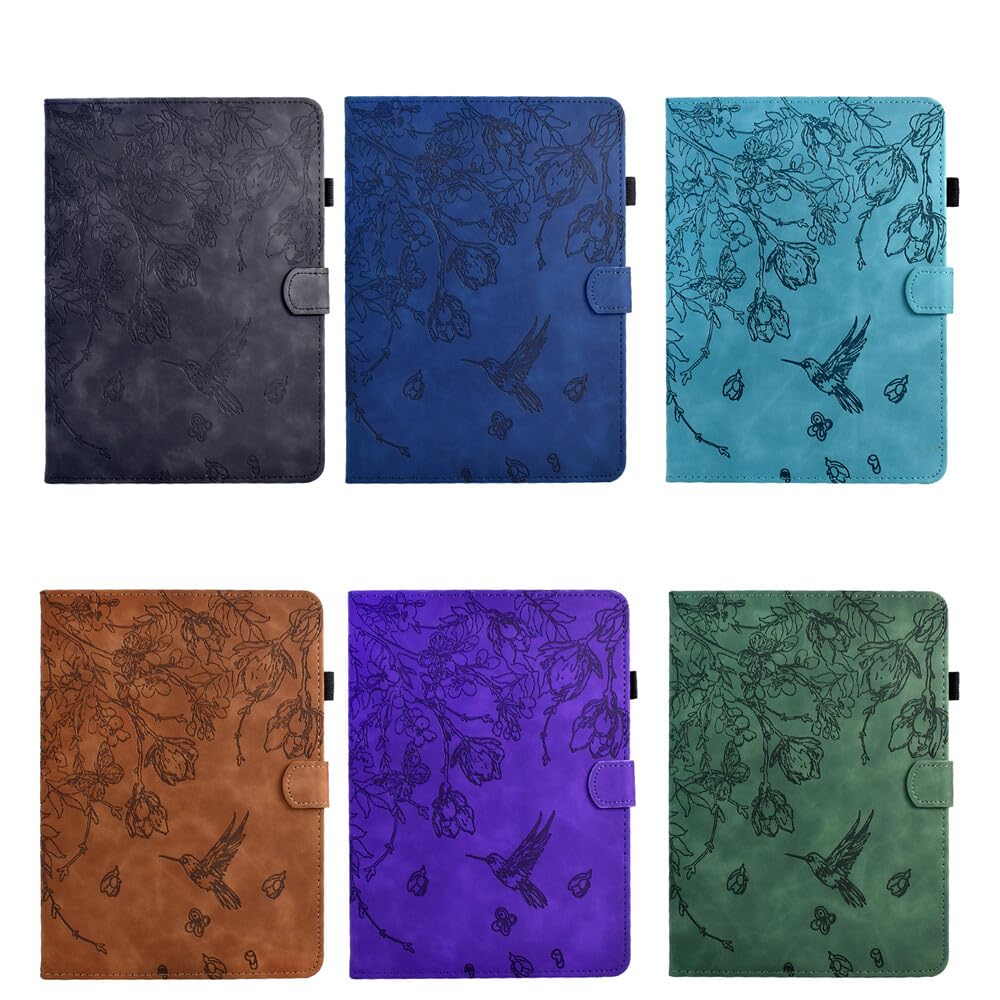 Generic Custodia compatibile con Samsung Galaxy Tab A 10.5 2018 SM-T590 T595 T597 (colore nero), motivo uccello fiore custodia a libro in pelle