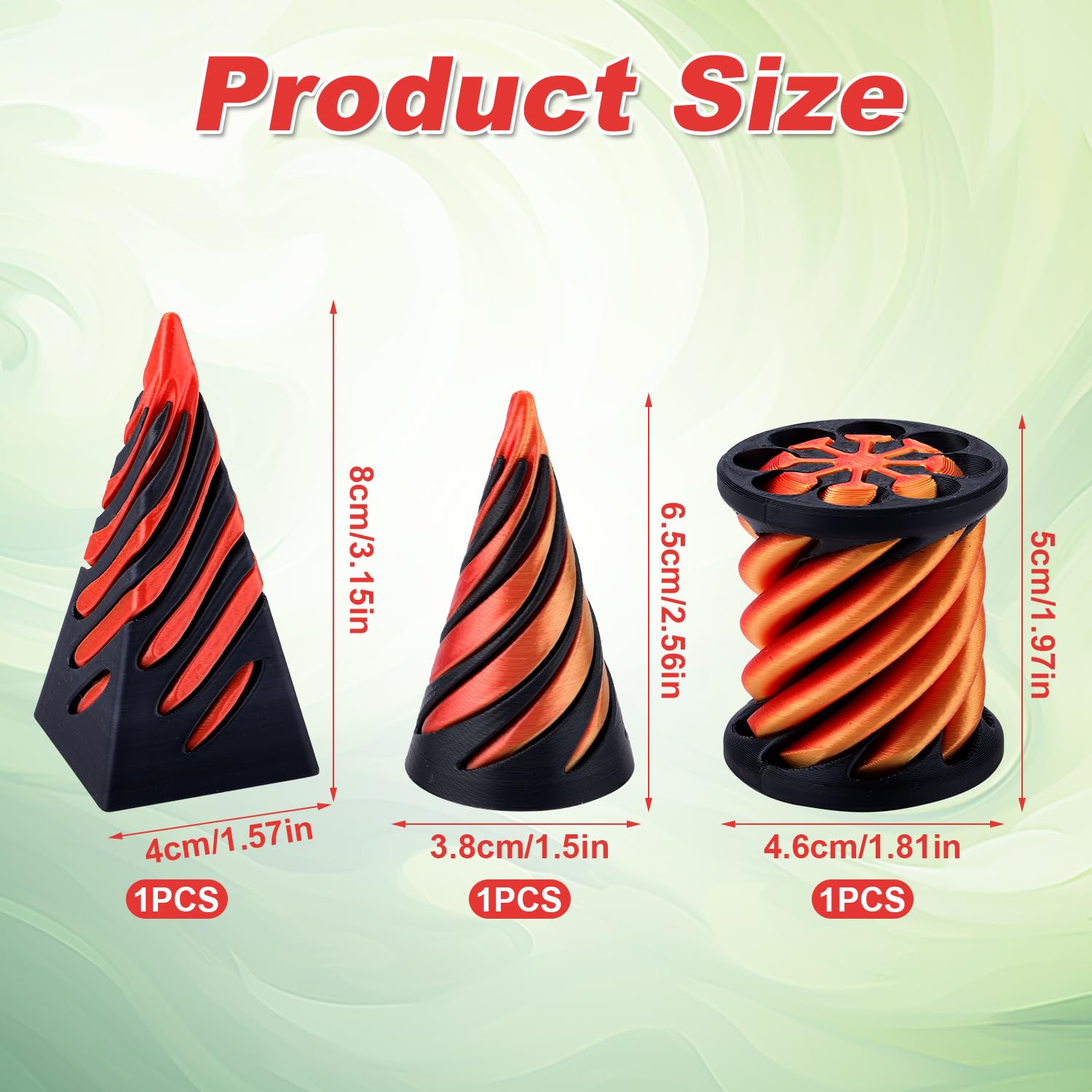 3pcs Cone Pass Through Sculpture, 3D Impossible Rotating Pyramid Pass Through Sculpture Passthrough Sculpture Desktop Spiral Cone Fidget Toys for Desktop Decoration Souvenir Gift - Image 2