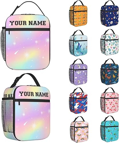 Lonchera personalizada, lonchera personalizada para niñas, niños, adolescentes, hombres y mujeres, regalos personalizados, multicolor