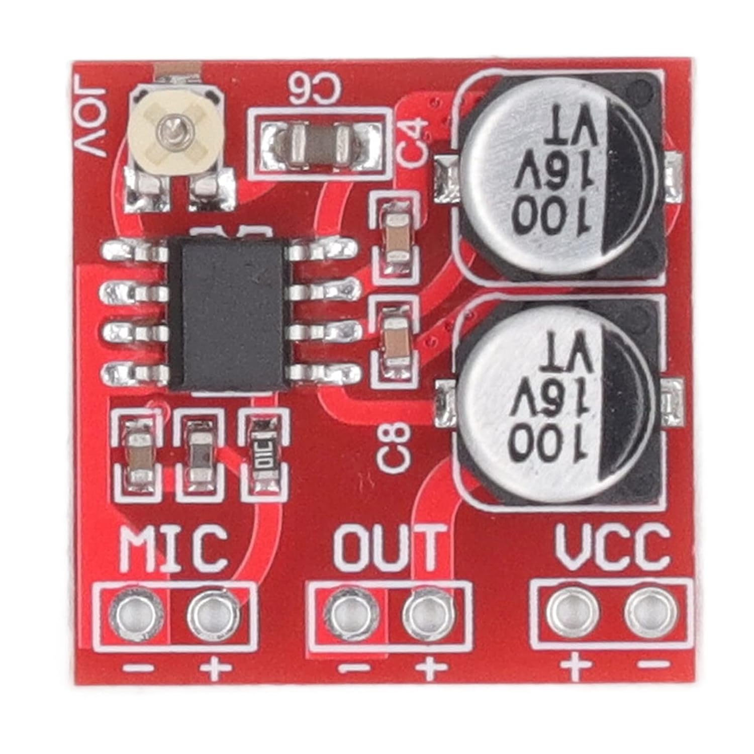 Electret Microphone Amplifier Board Module with Adjustable Gain, LM386 20 to 200x, DC 4V to 12V, 5 Units Pack - Electronic C Onent