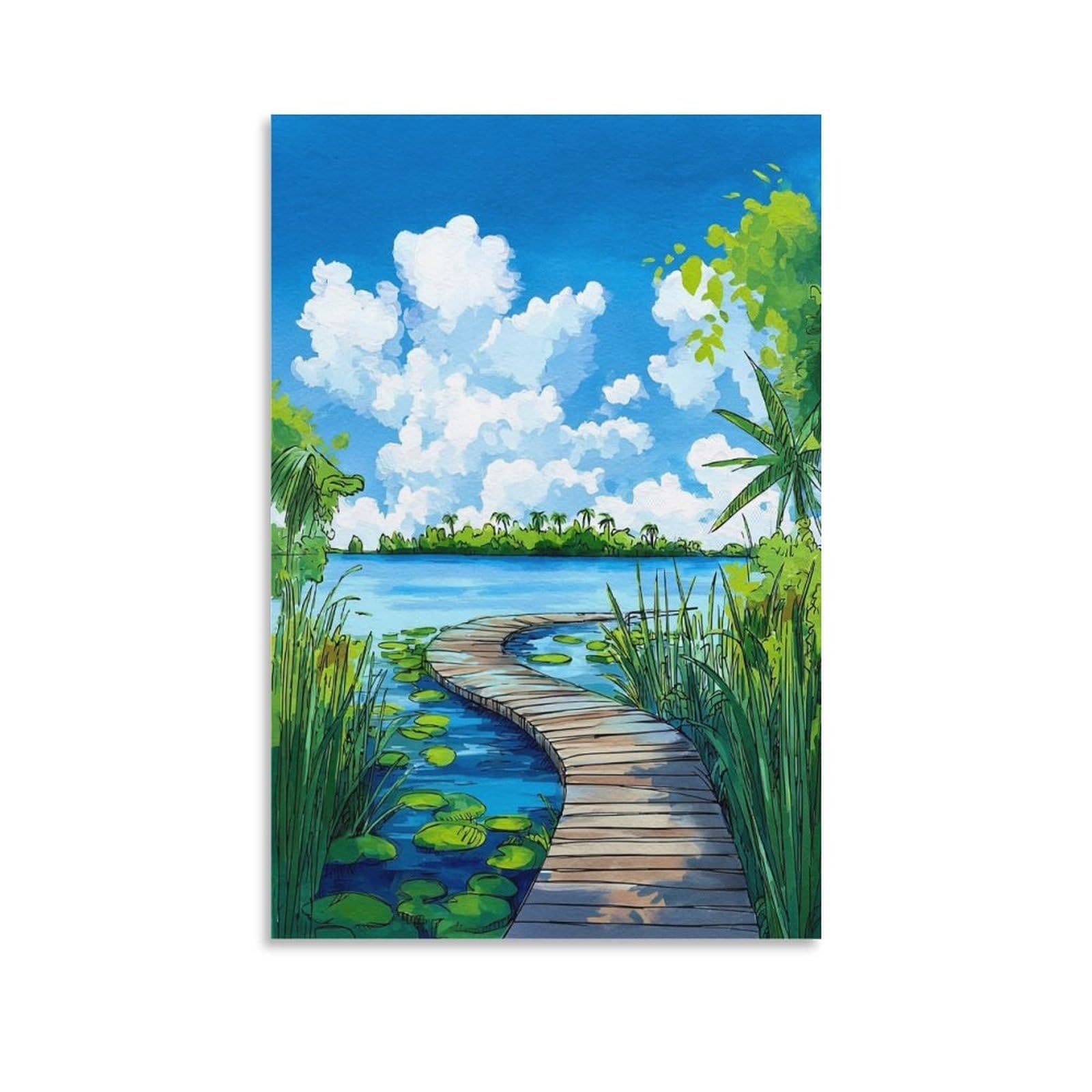 ZBBGGOZ Everglades National Park Poster 20x30inch(50x75cm) Vintage Watercolor Canvas Art