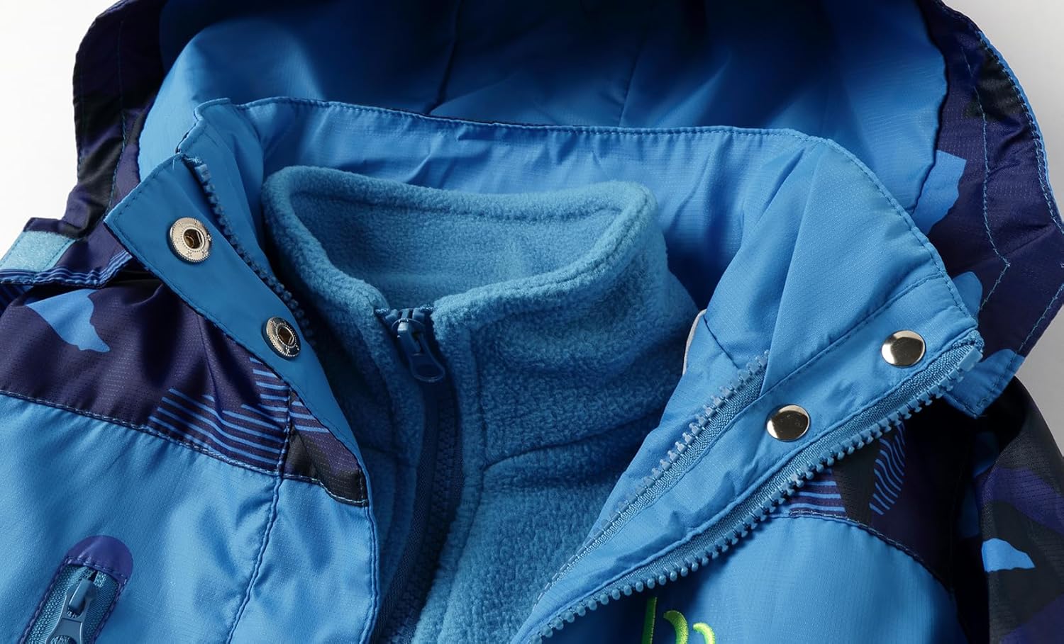 LittleSpring Boys Girls 3 in 1 Jackets Detachable Waterproof Fleece Jacket with Zipper Pockets - Image 2