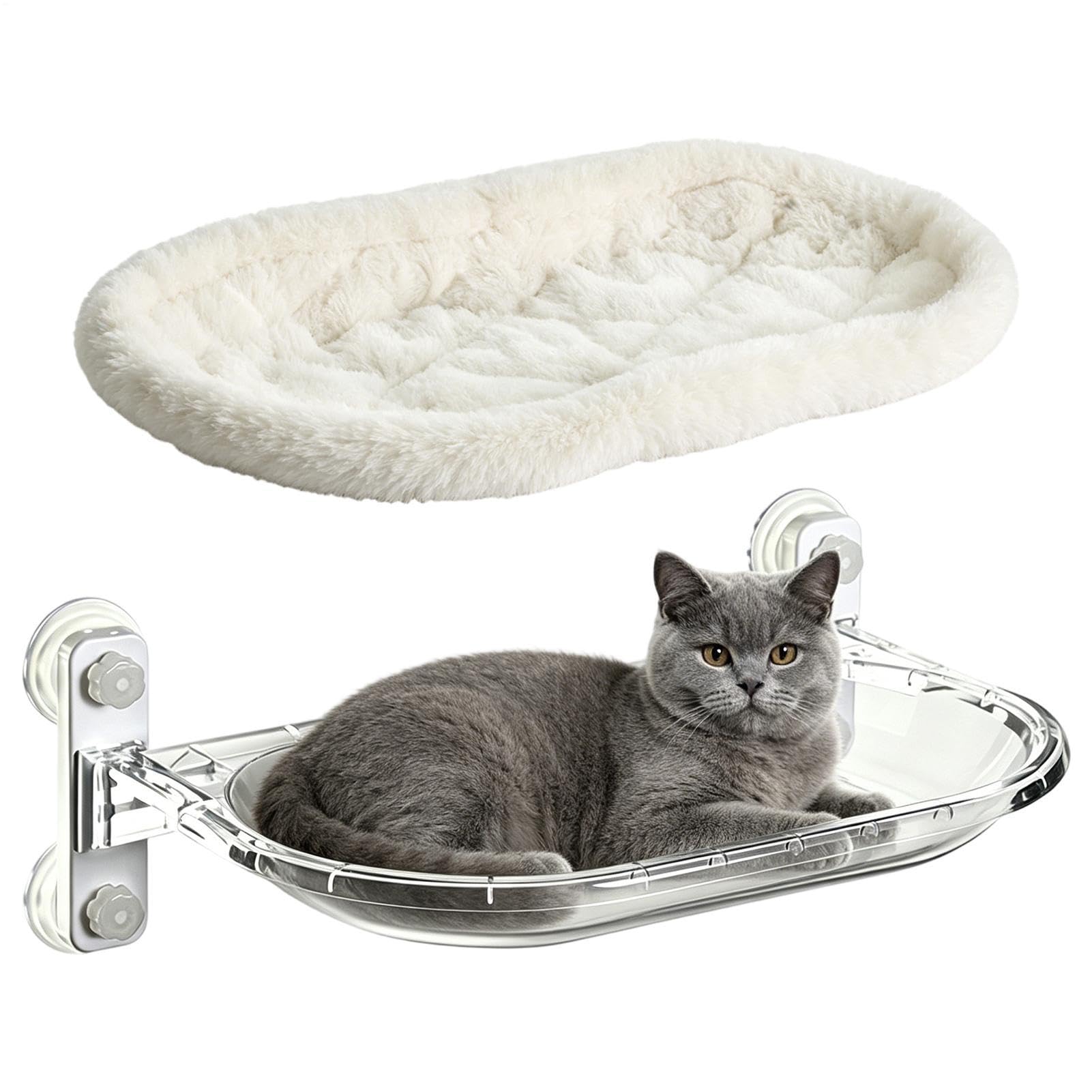 Hamac à chats de fenêtre suspendu Hamac à ventouse pour animaux de | Avec coussin en peluche détachable et moelleux Pour balcon, appartement, sommeil, , repos, détente