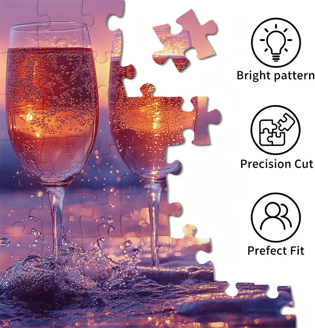 Puzzle 3000 elementów dla dorosłych, gry rodzinne, kieliszek do wina zachód