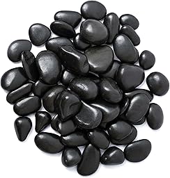 HSDLEWJ 1 Kg Galets Naturels 3-5 cm Noir Poli Galets DéCoratifs pour Plantes en Bambou, Aquarium, Remplissage de Vase, Jardin Féérique, Décoration D'aquarium