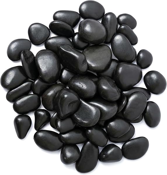 HSDLEWJ 1 Kg Galets Naturels 3-5 cm Noir Poli Galets DéCoratifs pour Plantes en Bambou, Aquarium, Remplissage de Vase, Jardin Féérique, Décoration D'aquarium - 1