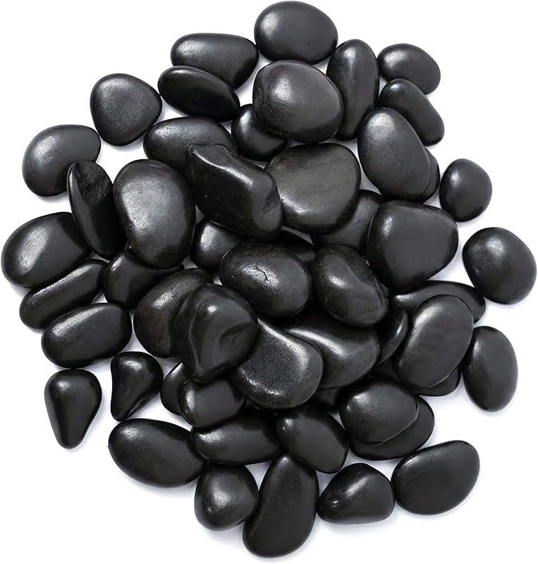 HSDLEWJ 1 Kg Galets Naturels 3-5 cm Noir Poli Galets DéCoratifs pour Plantes en Bambou, Aquarium, Remplissage de Vase, Jardin Féérique, Décoration D'aquarium
