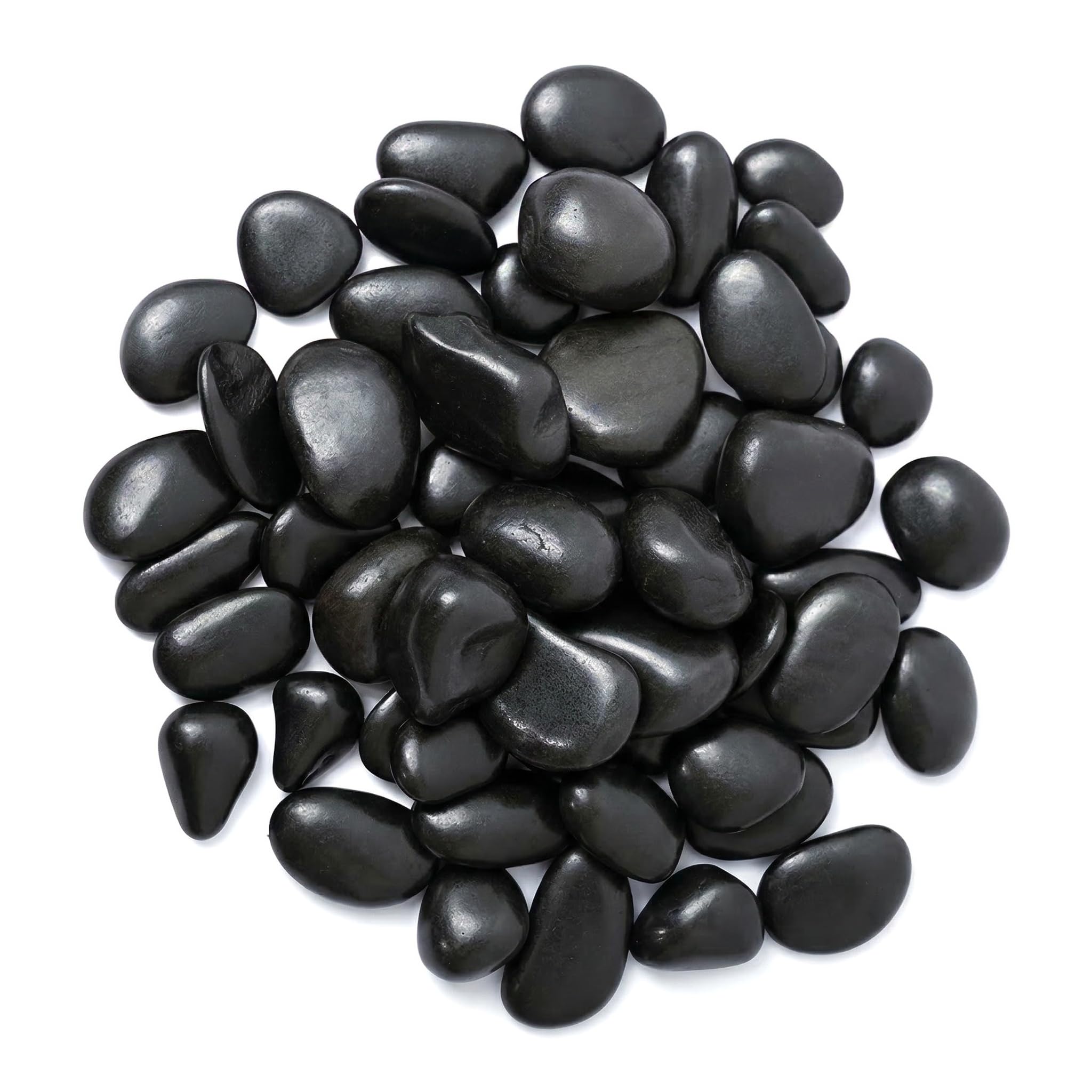 1 Kg Galets Naturels 3-5 cm Noir Poli Galets DéCoratifs pour Plantes en Bambou, Aquarium, Remplissage de Vase, Jardin Féérique, Décoration D'aquarium