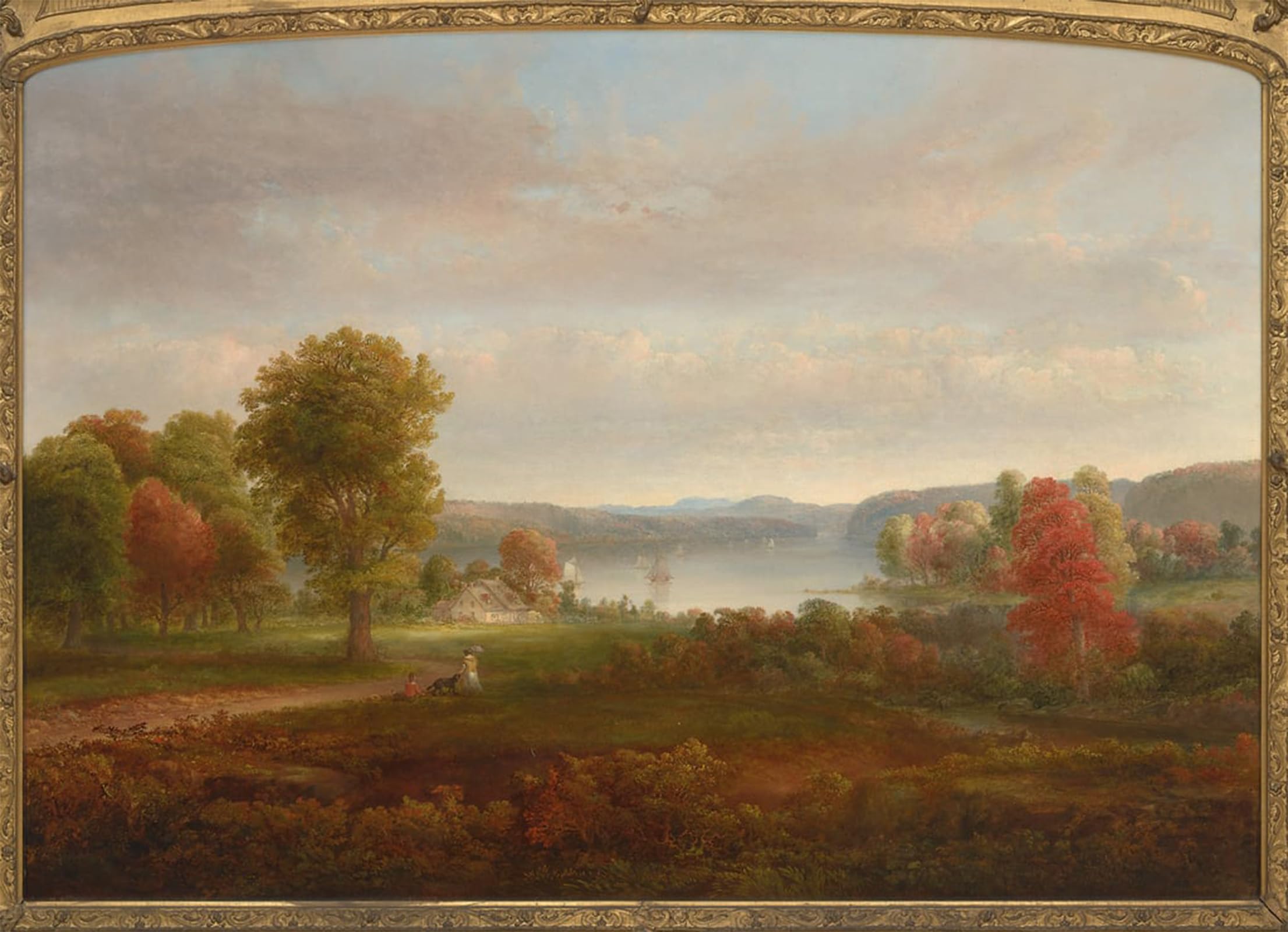 ARTXLXXBN Famous Painting Canvas Artwork Graffiti Print View on the Hudson in Autumn by Doughty Portrait Canvas Image for Home Decor 60x90cm