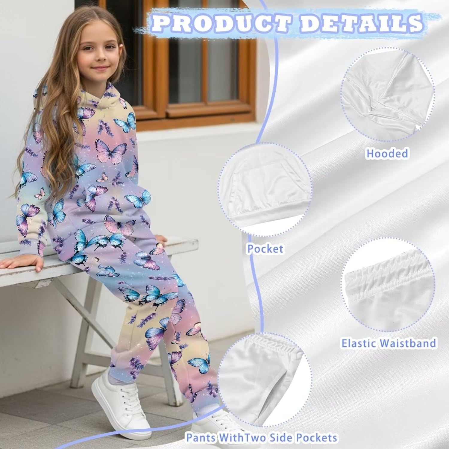 Unisex 2 Piece Outfits Hoodie Sweatsuit Sets for 5-12Y Boys Girls Oversized Sweatshirt and Baggy Fall