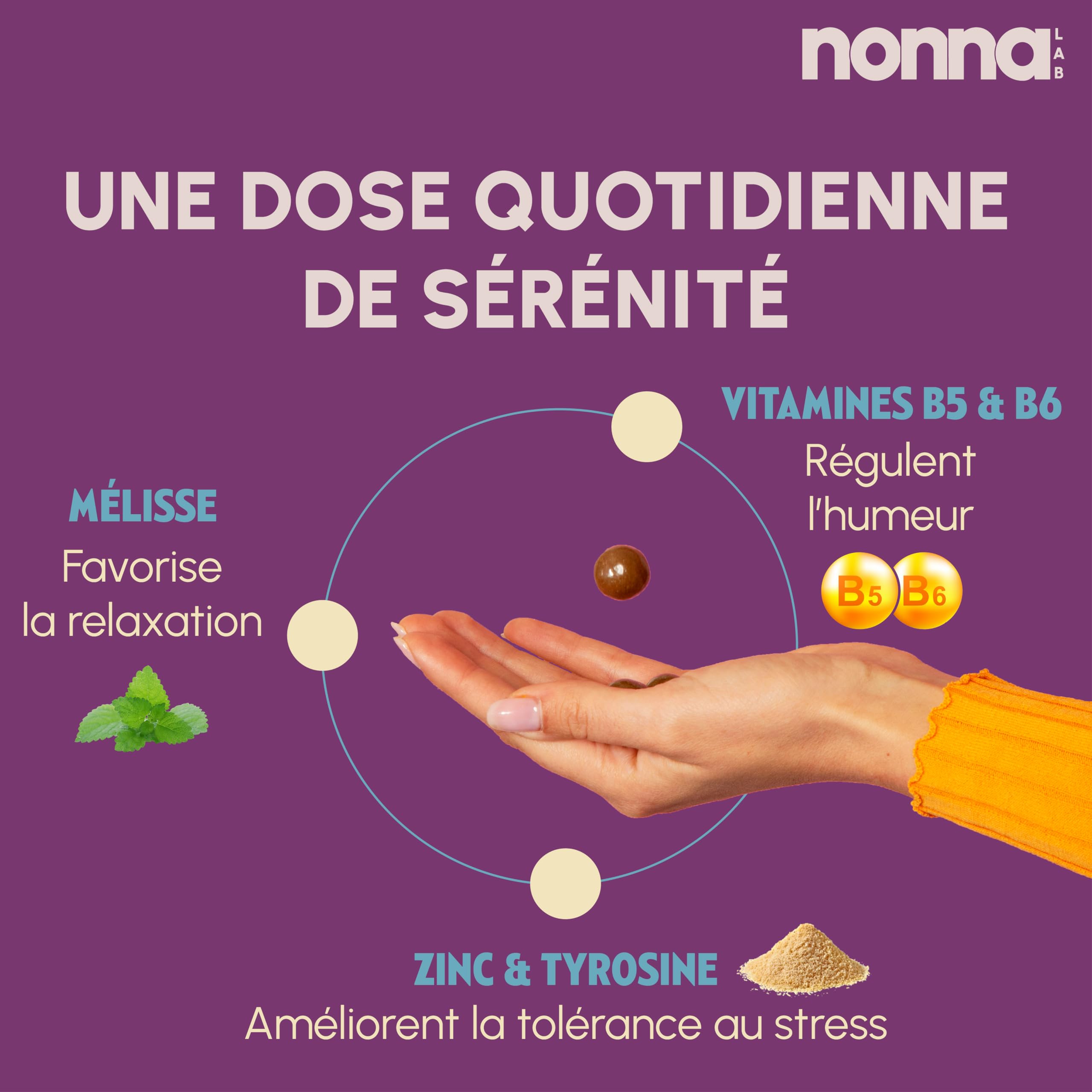 NONNA LAB - Relax - Favorise La Relaxation - Compléments Alimentaires - Détente & Résistance au stress - Cure 1 mois - 30 Perles Chocolatées - Made in France