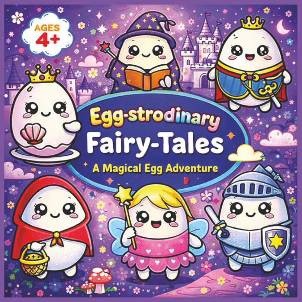 Egg-stordinary Fairy Tales: A Cute Kawaii Egg Fairy Tale Coloring Book for Kids Ages 4–8 Featuring Princes, Princesses, Dragons, Castles & More (The Egg-strodinary Series)