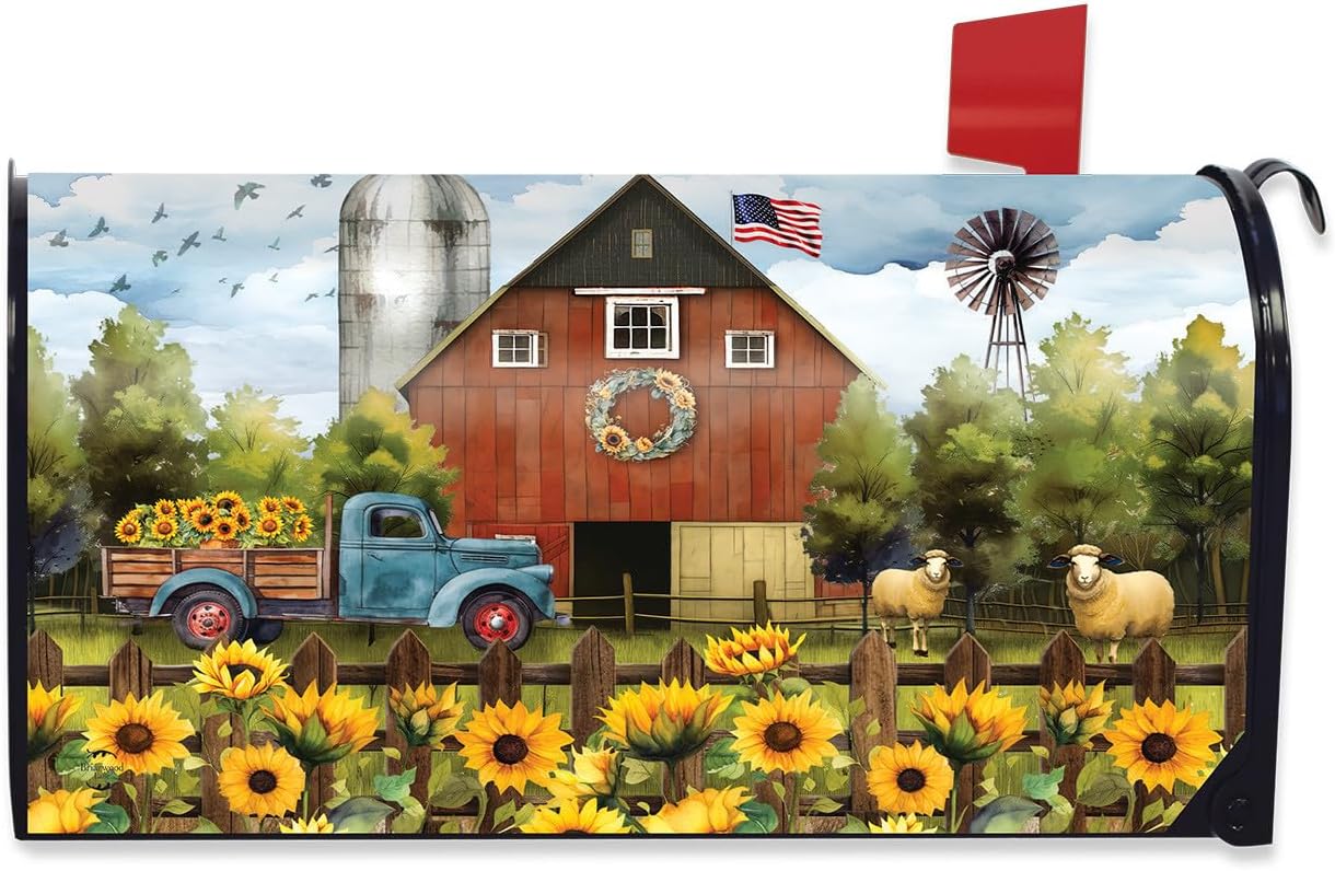 Briarwood Lane Sunflower Barn Mailbox Cover