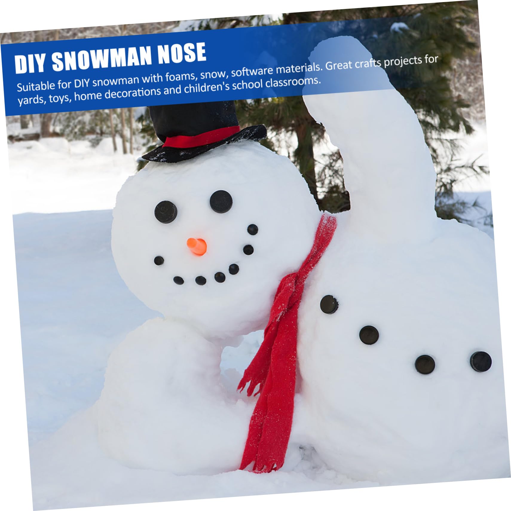 200pcs Snowman Nose Doll Playsets - Mini Accessories for Dolls Plastic - Carrot Nose Buttons - Build Your Own Snowman Kit